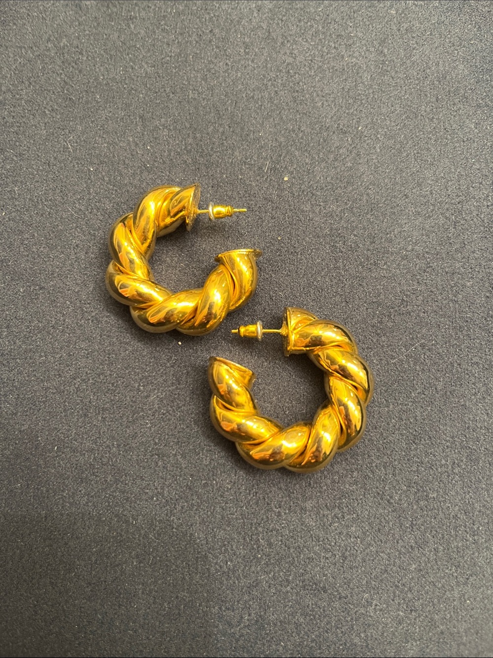 Gold Twisted Hoop Earrings - Classic Women's Jewelry
